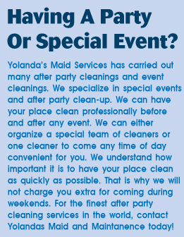 Yolanda's Special Events and Party Cleaning Los Angeles